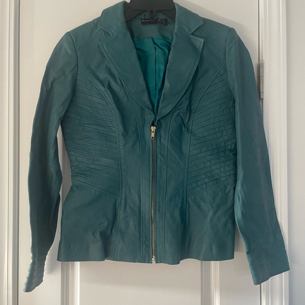 Shape FX Teal Leather Jacket